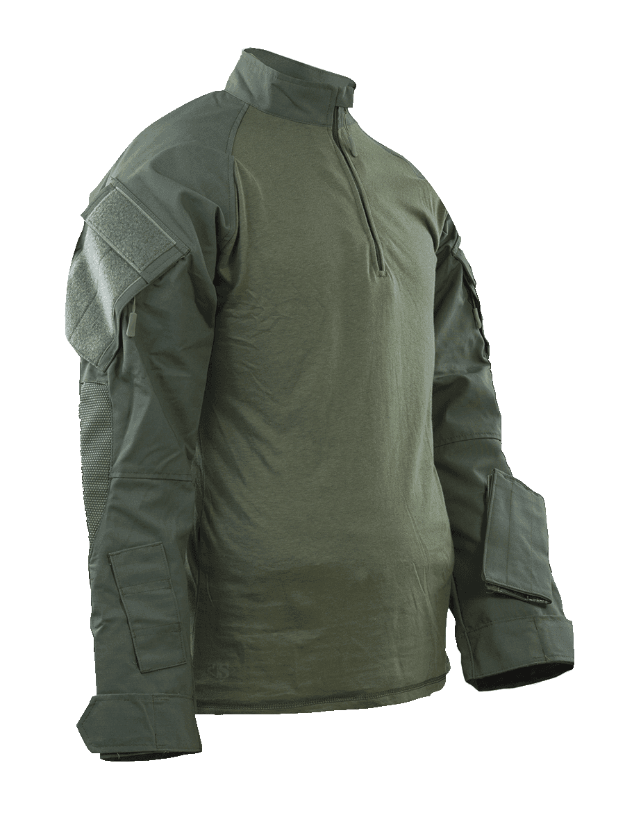 Tru-Spec 2565005 Men's OD Green Cotton Blend LS 1/4 Zip Combat Shirt LG/Reg 